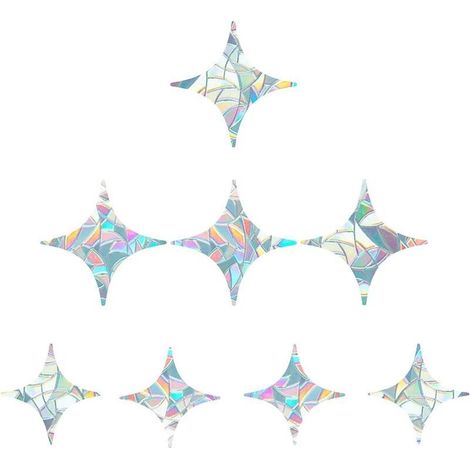 8 pièces Croix Étoile Statique Fenêtre S'Accroche Anti-Collision Prévenir Oiseau Décalques en Verre Autocollants Alerte Décalcomanies Non Adhésif Prismatique Film Vinyle (1/5)