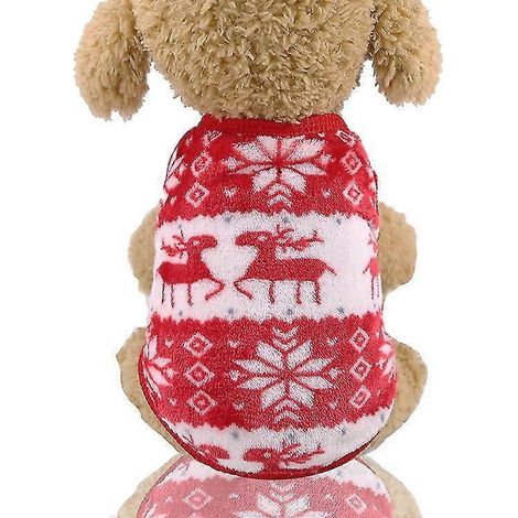 Hunde-Pyjama, Fleece-Overall, Winterkleidung für Hunde, warme Haustierkleidung für Vierbeiner, kleines Hunde-Sternenkostüm, Bekleidung, Rot (1/5)