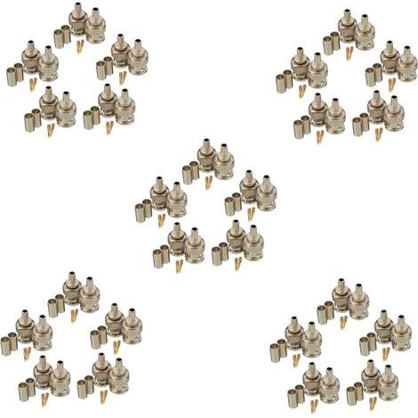 50 Ensembles 3 Pieces BNC Male Connecteur RG58 Sertir Connecteurs (1/2)