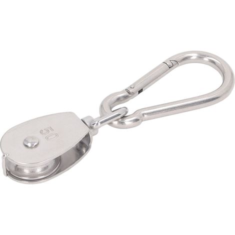 M50 400 kg Einzelrolle aus Edelstahl mit Kugellager und M12-Federkarabiner (1/5)