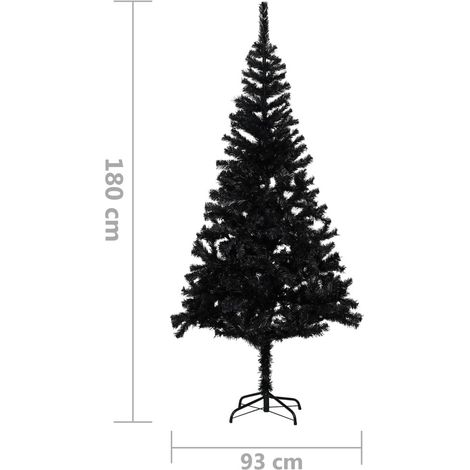 Sapin de Noël Noir artificiel 180 X 93 cm et pied support pour un Noël original. (1/5)