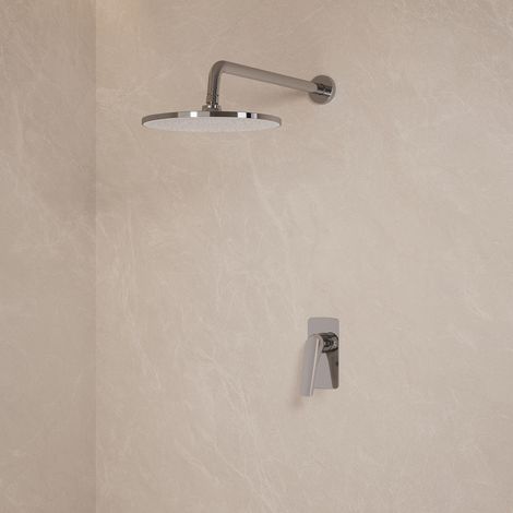 EVERSTEIN Unterputz Duschsystem Regendusche Kopfbrause Einbau: Chrom Unterputz Duscharmatur Messingkörper, 10 Zoll Kopfbrause Regenstrahl Mischbatterie G1/2 Badezimmer Dusche Wandmontage Set Bad Wand (1/5)