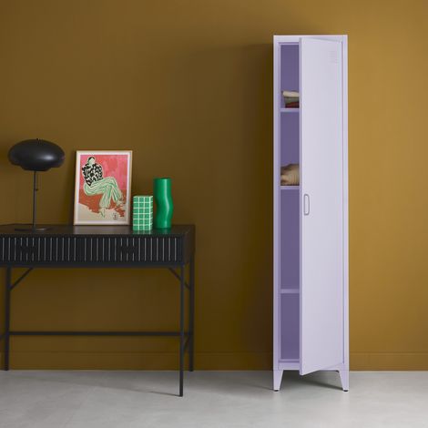 Armoire chambre en acier lilas 4 espaces de rangement. casier