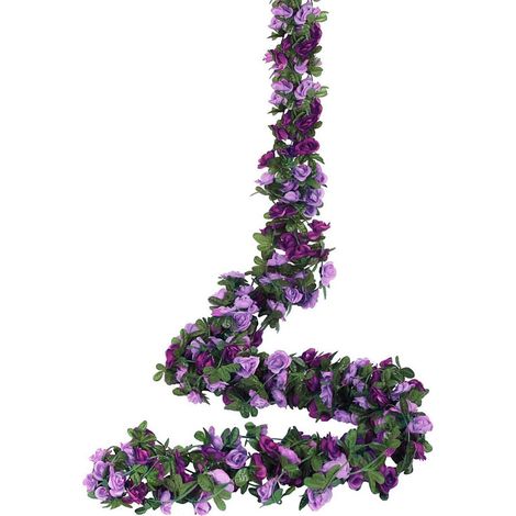 Künstliche Rosengirlande 5 Stück 2,45m Lila Blumenranken Deko für Innen & Außen (1/5)
