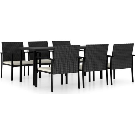 Ensemble repas de jardin 7 pcs Contemporain, Ensemble de salle à manger de jardin Résine tressée Noir OIB7376E (1/5)