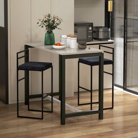 Set aus 2 Barhockern, hohen Hockern, Samtsitzkissen, Fußstütze, 74 cm hoch, schwarz