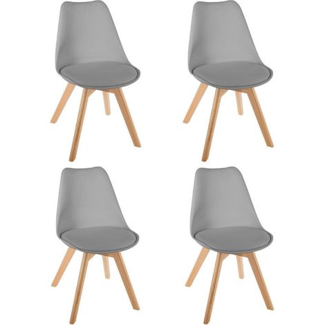Lot de 4 Chaises Design "Baya" 81cm Gris Clair (1/3)