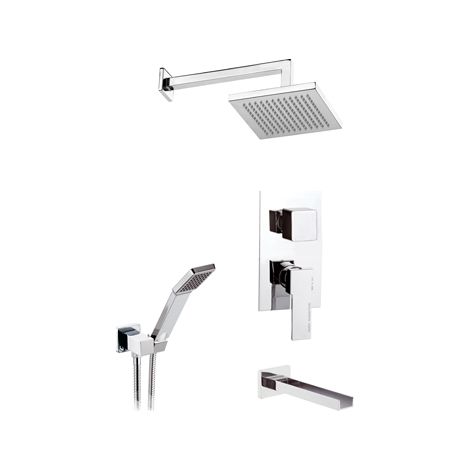 Set doccia con soffione, bocca incasso e miscelatore - serie qubika cascata (1/4)
