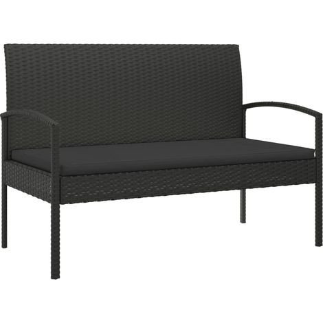Maison Exclusive - Gartenbank mit Kissen Schwarz 105 cm Poly Ratt