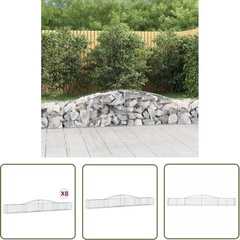 The Living Store Gabionen mit Hochbogen 8 Stk. 400x50x40/60cm Verzinktes Eisen - Gabionen - Gabionenkorb - Gartendeko - Gartenzubehör - Zaun (1/5)