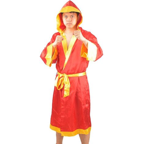 Robe de boxe MMA Muay Thai bleue, rouge et jaune, taille XL (1/4)