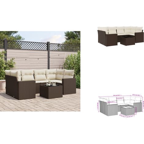7-tlg. Garten-Sofagarnitur mit Kissen Braun Poly Rattan - Garten Sofagarnitur - Garten Sofagarnituren - Outdoor Sofagarnitur - Sofagarnitur Terrasse (1/3)
