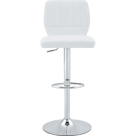 Verstellbarer Barhocker 62-83 cm, 360° drehbar, mit Rückenlehne und Fußstütze, weiß (1/5)