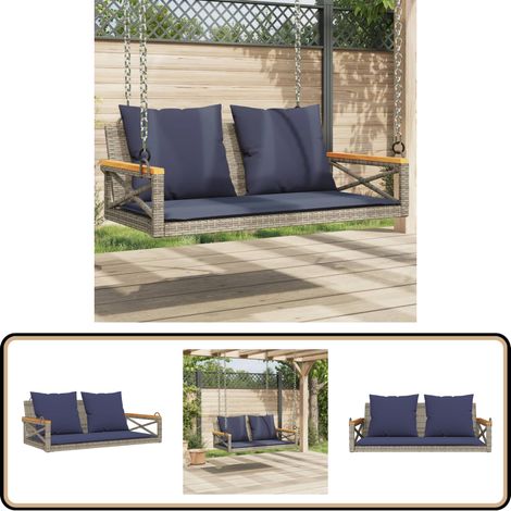 vidaXL Balancelle avec coussins gris 109x62x40 cm résine tressée