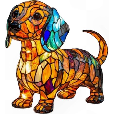 2er-Set Art-Deco-Hunde-Nachtlichter für Wohnzimmer, Tier-Nachtlicht PP811, sanftes Licht mit Schalter, Wand- oder Regaldekoration, modernes Design für Schlafzimmer und Büro (1/3)