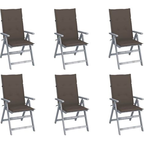vidaXL Sillas reclinables jardín y cojines 6 uds madera maciza acacia (1/5)