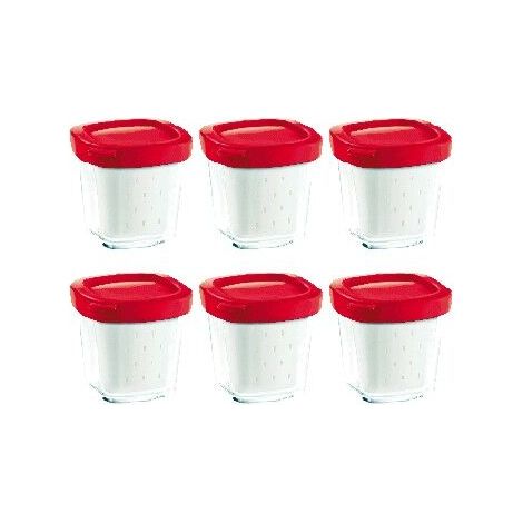 Lot de 6 pots à yaourt avec égouttoir – Compatible yaourtière XF100501 – Préparation yaourts maison saine et délicieuse (1/2)