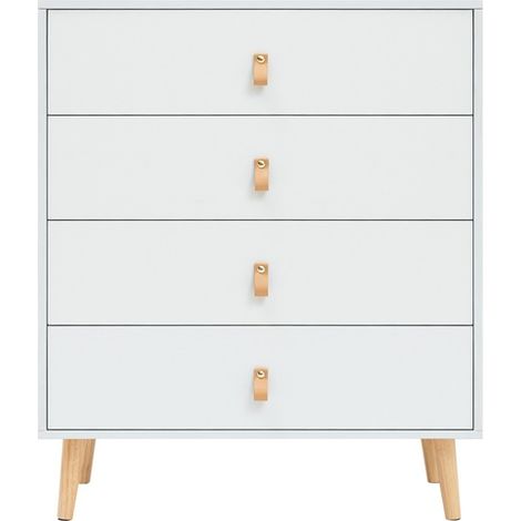 Cómoda Tiano con 4 cajones en blanco. 94cm(alto) 80cm(ancho) 39.5cm(fondo) (1/5)