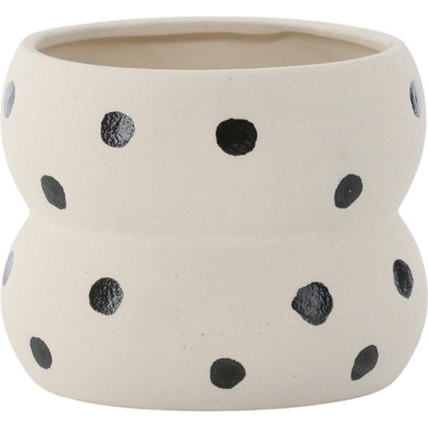 Pot Déco en Céramique "Dapne" 16cm Blanc & Noir (1/4)