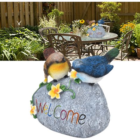 Gartendekorationen mit Vögeln, Tierfiguren aus Kunstharz, Skulpturen und Willkommensfiguren für Garten, Terrasse und Rasen (1/5)