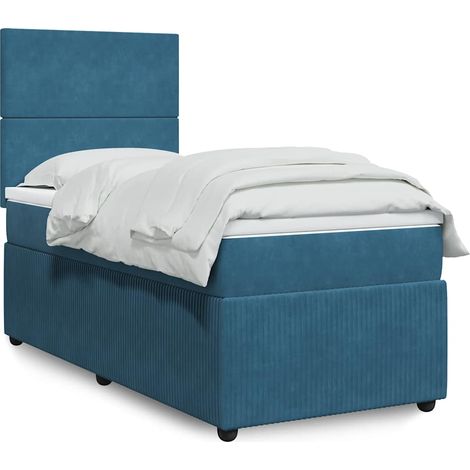 Boxspringbett mit Matratze Blau 100x200 cm Samt vidaXL (1/5)