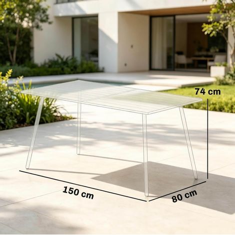 Table de jardin grise en acier 150x80x74 cm pour 6 personnes (1/5)