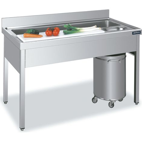 Plan de travail avec Bâti pour Préparation de Légumes avec Bac - 1400x700x850 - Distform