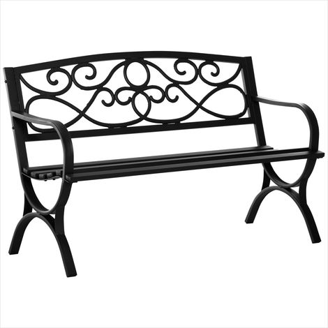 SunJet Banc de jardin, banquette extérieure, 2 places en acier noir - Réf. T6TB32P28LHR (1/5)