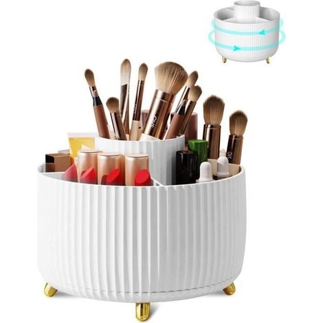 Organisateur Maquillage Rotatif, Rangement Maquillage Support Cosmétique Plastique, Conçu pour être utilisé avec des Crayons (1/3)