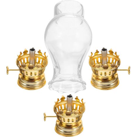 Brûleur Réglable en Métal pour Lampe à Huile Vintage Abat-jour en Verre, Kit de Remplacement Fiable pour Lampe à Pétrole Intérieur, 1 Set (1/5)