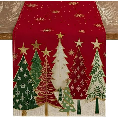 2 chemins table Noël rouges modernes 183x33 (1/5)