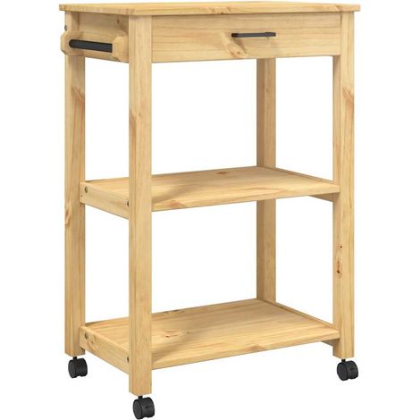 Chariot de cuisine,Chariot de Service,Desserte Cuisine MONZA 60x40x90 cm bois massif de pin CFW25546 (1/5)