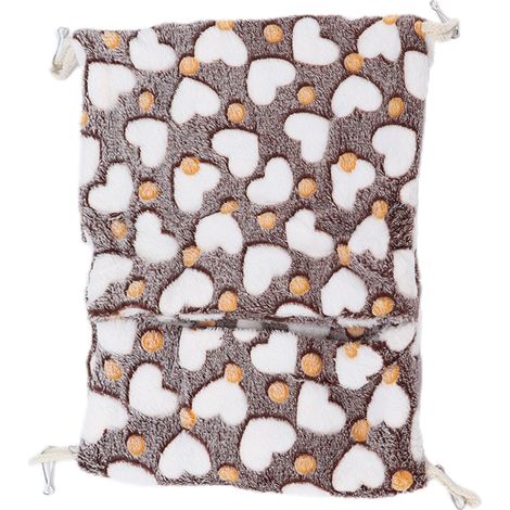 Hamac suspendu chaud style enveloppe pour petits animaux, avec crochets, pour hamsters et lapins, 20 x 22 cm, marron (1/5)