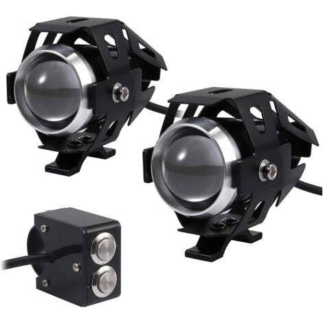2pcs 15W Phare Moto Feux Additionnels LED Phares Avant Moto Anti Brouillard Projecteur Spot LED Moto 3000LM U5 Etanche 12-24V pour Moto Quad Scooter - avec Interrupteur (1/4)
