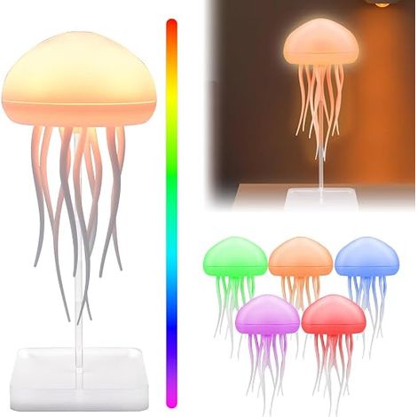 Jellyfish Lamp, Jellyfish Shape LED Night Light, Bedside Lamp with Gradient Color for Home (A) (1/5)