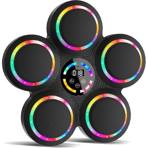 Machine de Boxe Musicale Intelligente avec Bluetooth, Lumières LED et Niveaux de Vitesse pour Adultes et Enfants, Équipement Entraînement Anti-Stress avec Gants de Boxe pour Exercice Domicile (1/5)