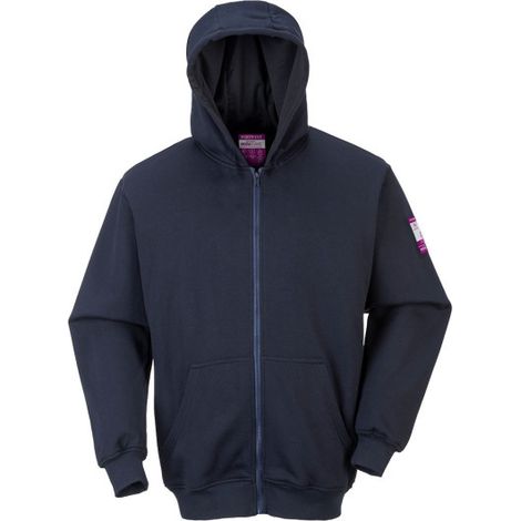 Sudadera ignífuga con capucha y cremallera frontal, multinorma, entornos peligrosos FR81 4XL Azul Marino