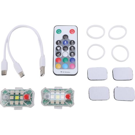 Lot de 2 gyrophares LED sans fil, IP65, anti-collision, télécommande, rechargeables RGB, pour extérieur (1/5)
