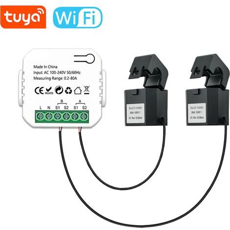 – Moniteur de puissance bidirectionnel intelligent 12 canaux – Compteur d'électricité solaire WiFi – Tension 100-240V, courant 0,2-80A - AC100-240V (1/5)
