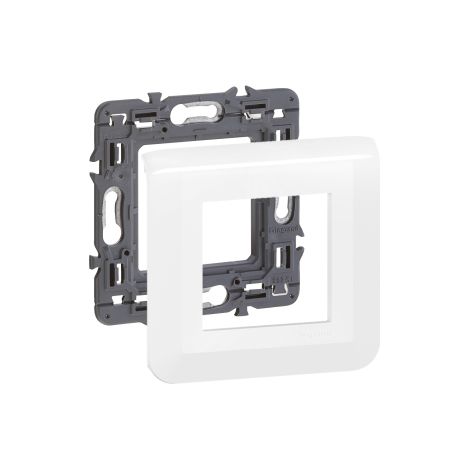 Legrand Mosaic - Plaque 2 modules - 1 poste + support 1 poste Ru00e9f : 277802L+080251 (1/4)