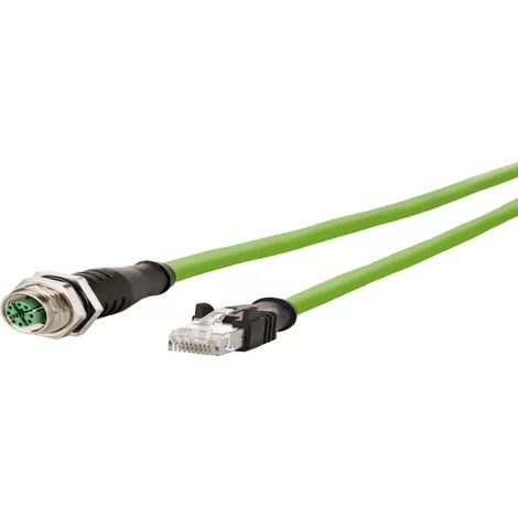 Metz Connect 142M2X25050 M12 Patchkabel CAT 6a S/FTP 5.00 m Grün PUR-Mantel, Säurebeständig, Ozonbes (1/2)