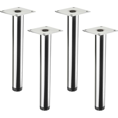 4 Stück SOTECH Möbelfüße LIMA Höhe 200 mm, Ø 25 mm Höhenverstellbar 10 mm Chrom poliert Vitrinenfüße Sockelfüße Schrankfüße