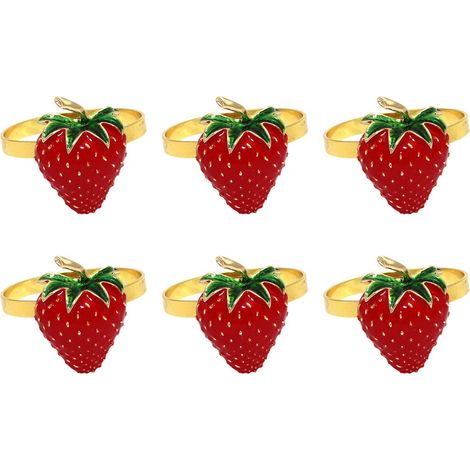 Lot de 6 ronds de serviette en alliage, motifs fraise et citron (1/5)