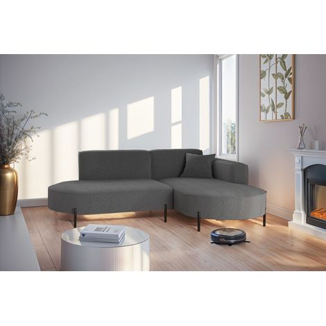 Ecksofa Designersofa VALENCIA XS in Stoff Quelle Dunkelgrau Ottomane Rechts (1/2)