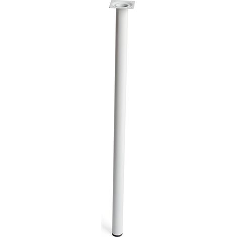 Pata de acero cilíndrica con una altura de 700 mm y acabada en blanco. Dimensiones: 30x30x700 mm -
