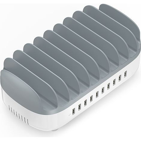 DUK-10P-V1 Stazione di ricarica intelligente per telefoni e tablet con 10 porte USB-A - Bianca (1/5)