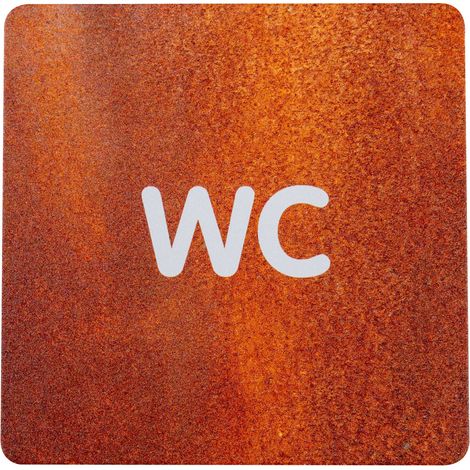 Plaque de porte alu effet rouille - WC - 4385266