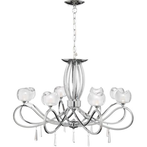 Litecraft Marta Ceiling Pendant 8 Light With Glass Shades - Polished Chrome (1/5)