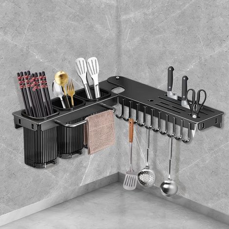 Porte-couteaux pliable multifonction - Design à 270 ° - Avec réglage des angles activés - Bloc de couteaux de cuisine - Organiseur de couteaux et ustensiles - Rangement de couteaux (1/4)