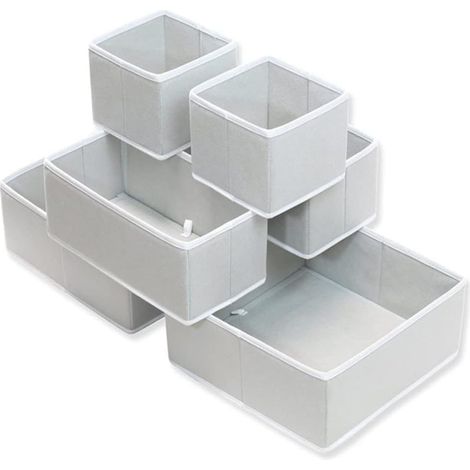 Set mit 6 staubdichten Aufbewahrungsboxen aus Stoff für Schränke, Kommoden, Schubladen (1/4)